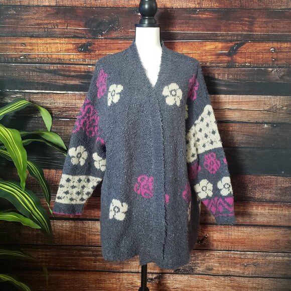 Natural Life Calla Jacquard Cardigan Sweater Soft Thick Warm Oversized Gray - Picture 6 of 9